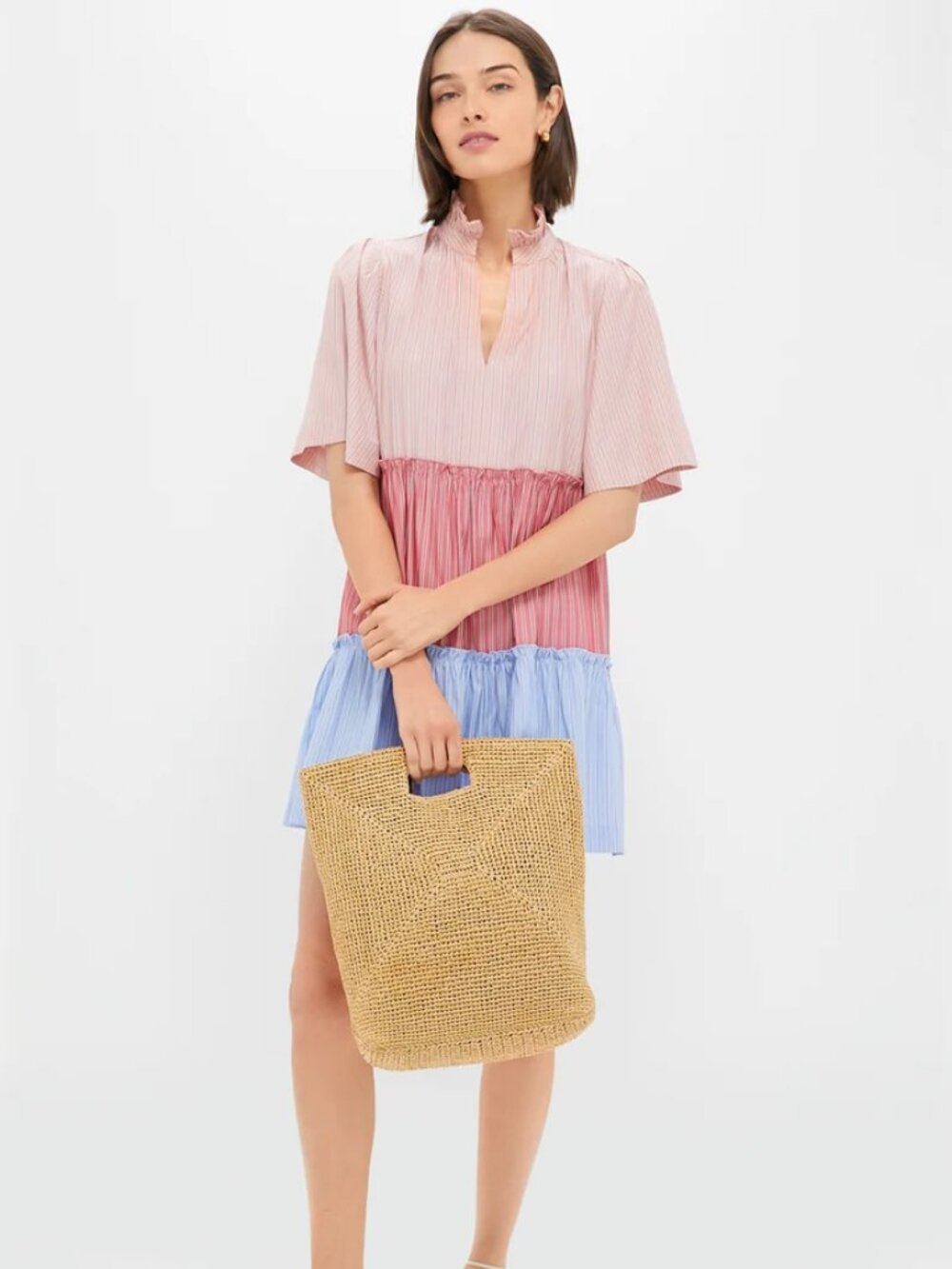 Tuckernuck Ruby and Cornflower Stripe Colorblock Crawford Dress